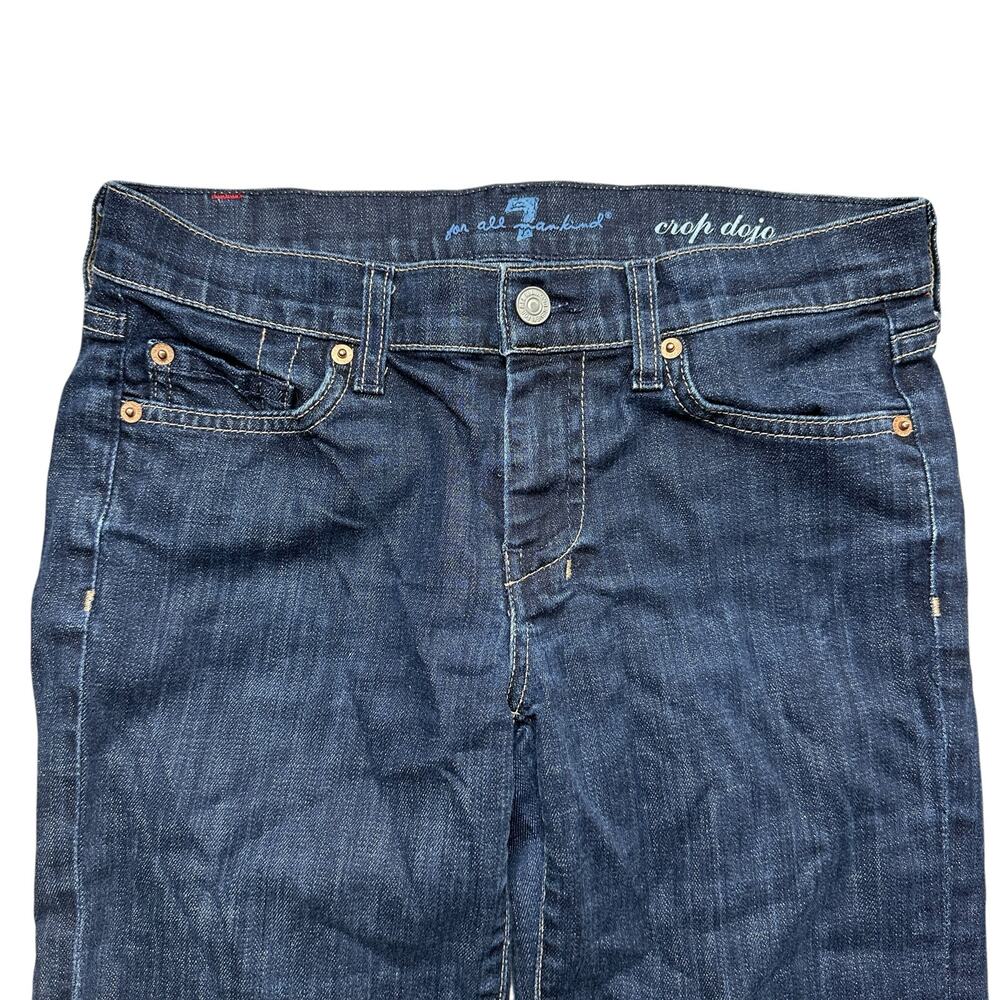 7 For All Mankind Cropped Dojo Dark Wash Denim Jeans 27 Waist - Picture 5 of 5